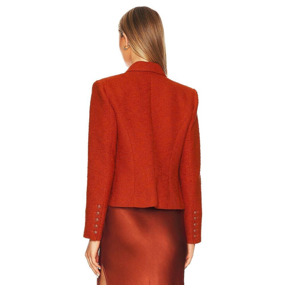 L'AGENCE Burnt Orange Double-Breasted Wool Blend Blazer - Picture 4 of 14